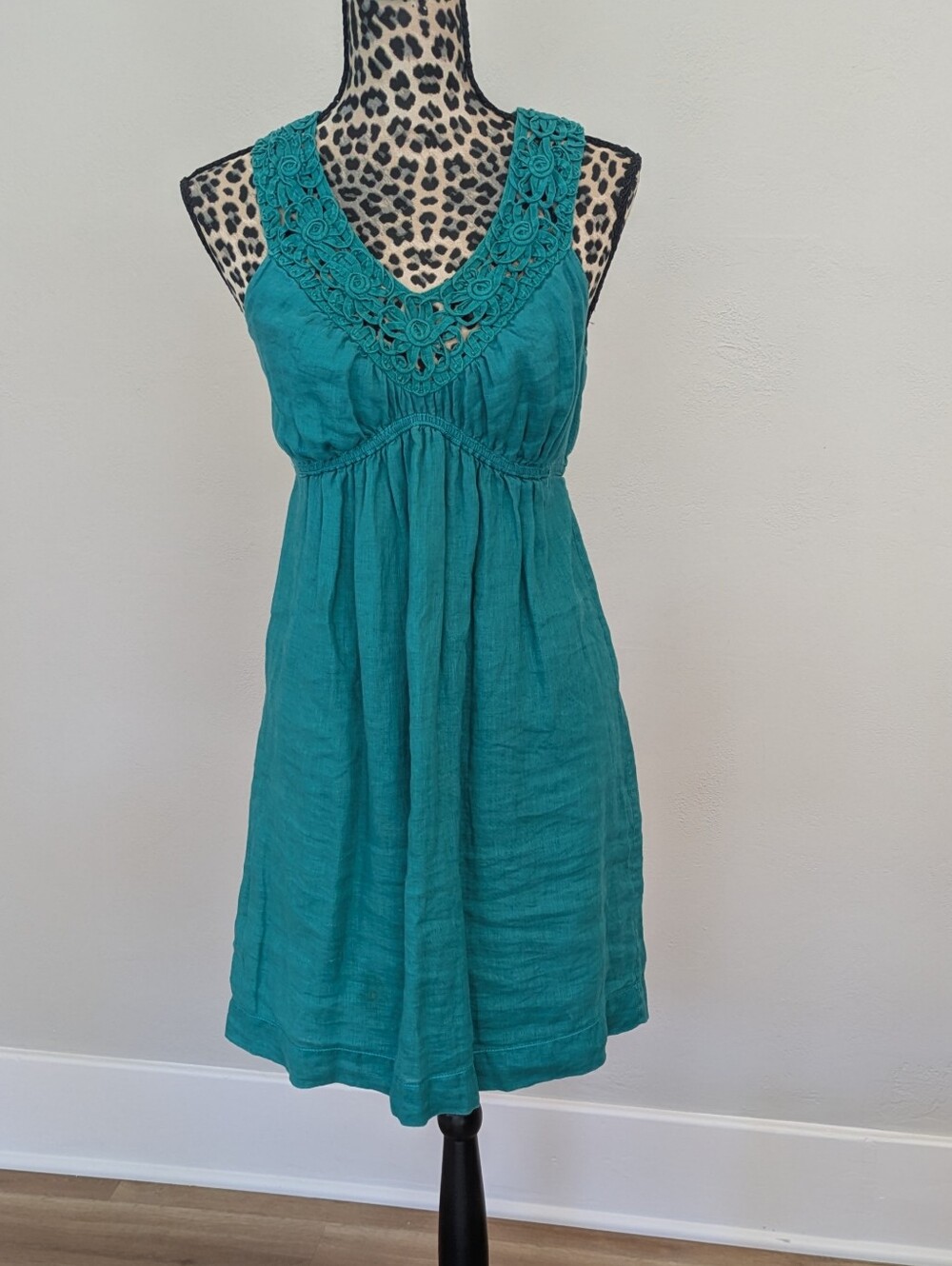 Linen turquoise embroidered dress from MAX Studio